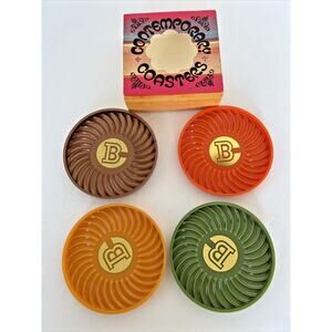 Vtg Ritepoint Contemporary Advertising Coasters MCM Retro Plastic Set / 4 “B”